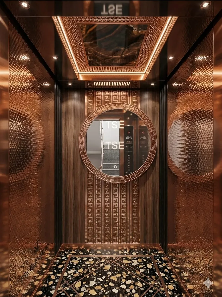 Modern residential home lift interior design and stainless steel finish